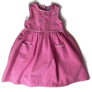 Pink Gingham Check Dress Embroidered Dress 5